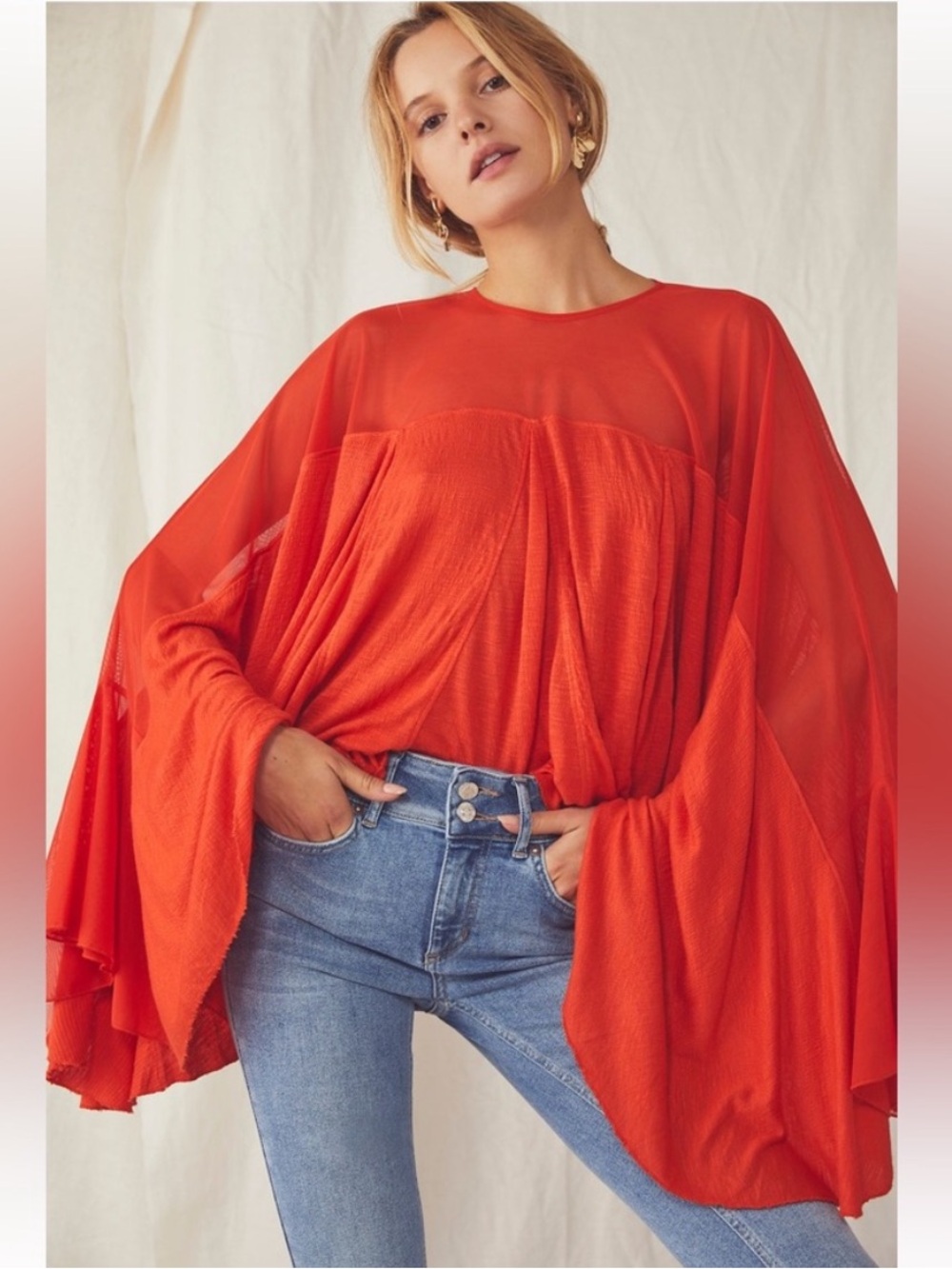 Free People | On the Weekend flowy bell sleeve blouse | Size S